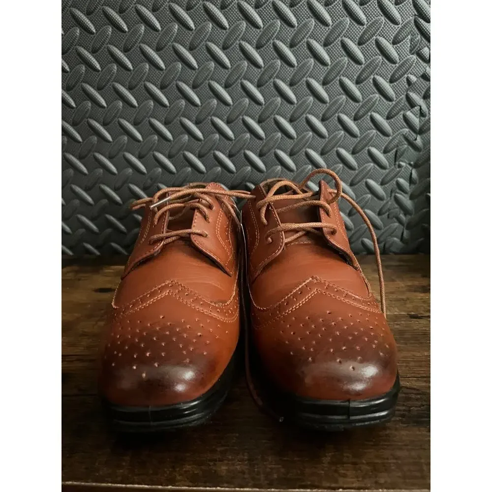 Deer Stags Ace Wingtip Brogue Oxford Brown Boy Kids Dress Shoes Size 5W New